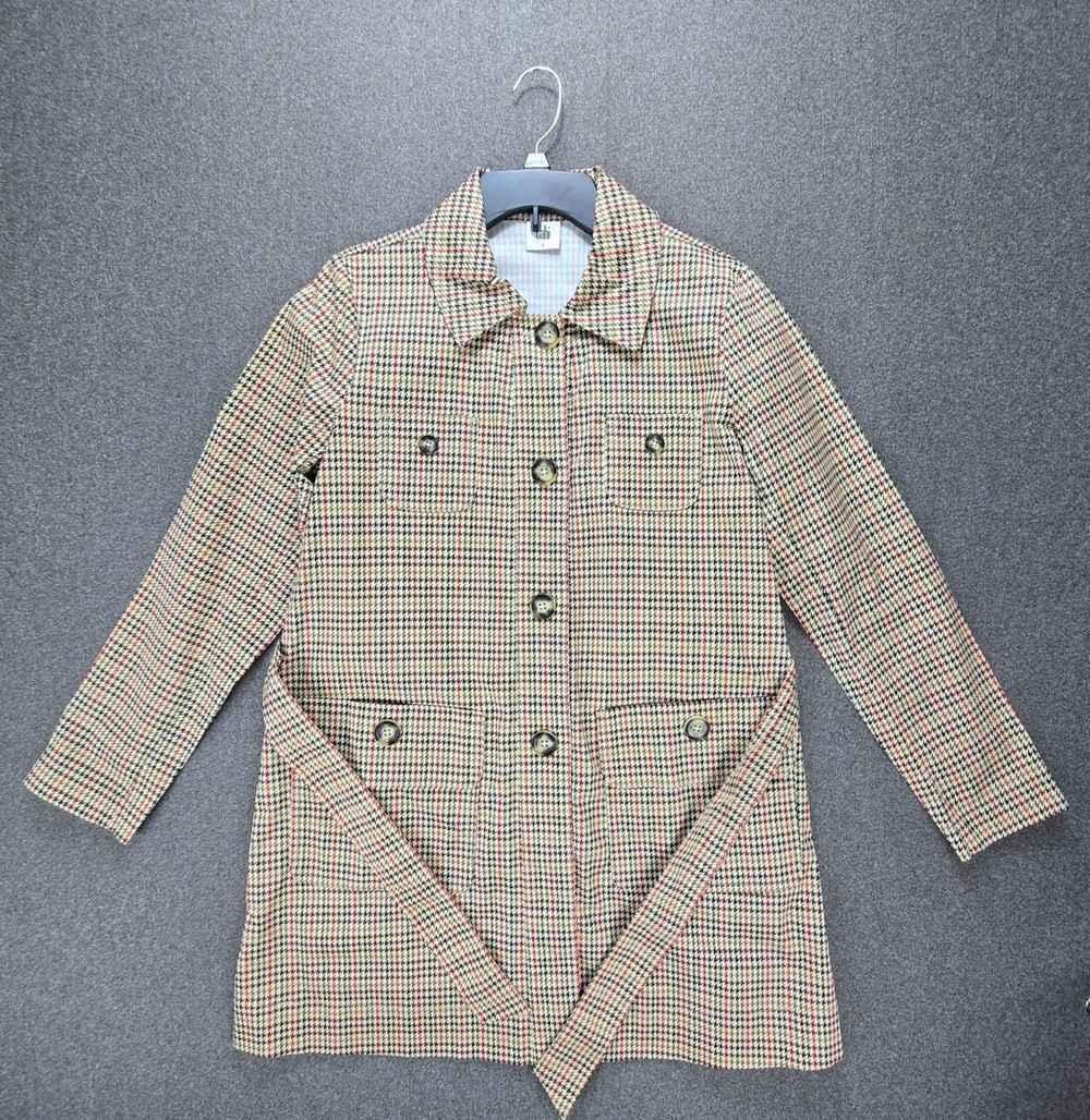 Cabi Coat Womens M Brown Sherlock Houndstooth Trench Belted 2565